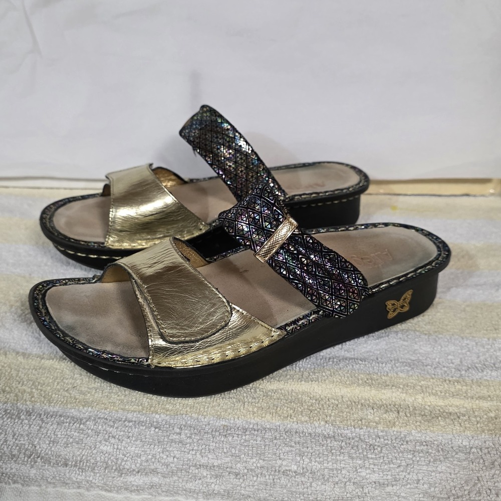 Alegria Women Sandal KAR 283 Glitz Gold Size 9 EUR 39 Shoes Sparkle Adjustable - Picture 4 of 15
